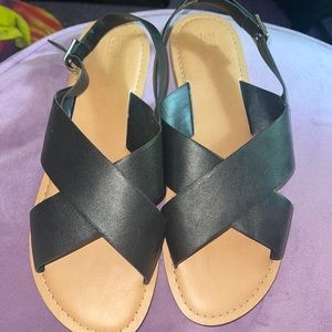 Black strappy summer sandals
